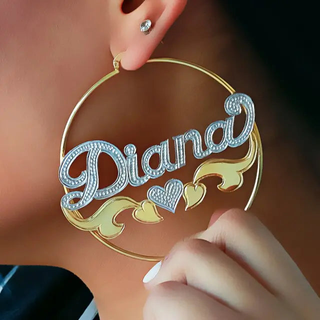 Custom Bamboo Hoop Earrings Personalized Name Earring Bamboo Style Custom Earrings nowadaysfashion
