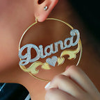 Custom Bamboo Hoop Earrings Personalized Name Earring Bamboo Style Custom Earrings nowadaysfashion