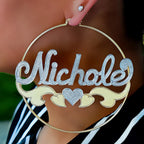 Custom Bamboo Hoop Earrings Personalized Name Earring Bamboo Style Custom Earrings nowadaysfashion