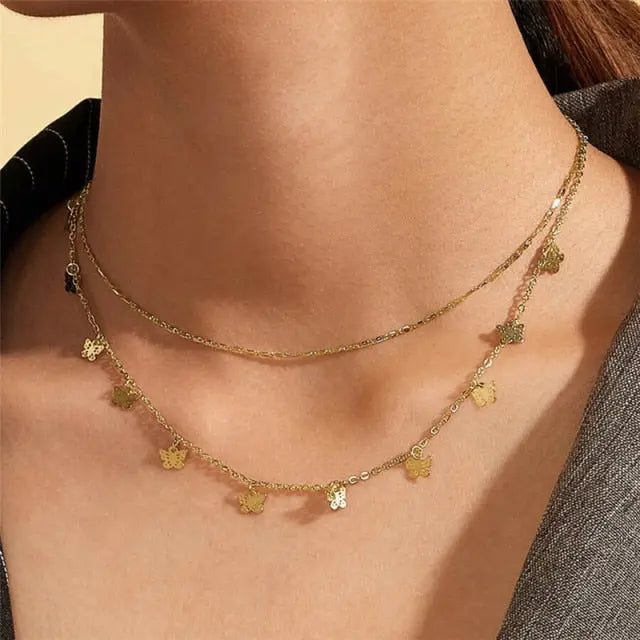 29 stylish Gold necklace on neck Gold chain Women's jewelry layered accesories nowadaysfashion