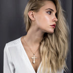 Crucifix Cross Pendant Necklace For Women Men 585 Rose Gold Snail Link Chain Cross Necklace Fashion nowadaysfashion