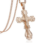 Crucifix Cross Pendant Necklace For Women Men 585 Rose Gold Snail Link Chain Cross Necklace Fashion nowadaysfashion