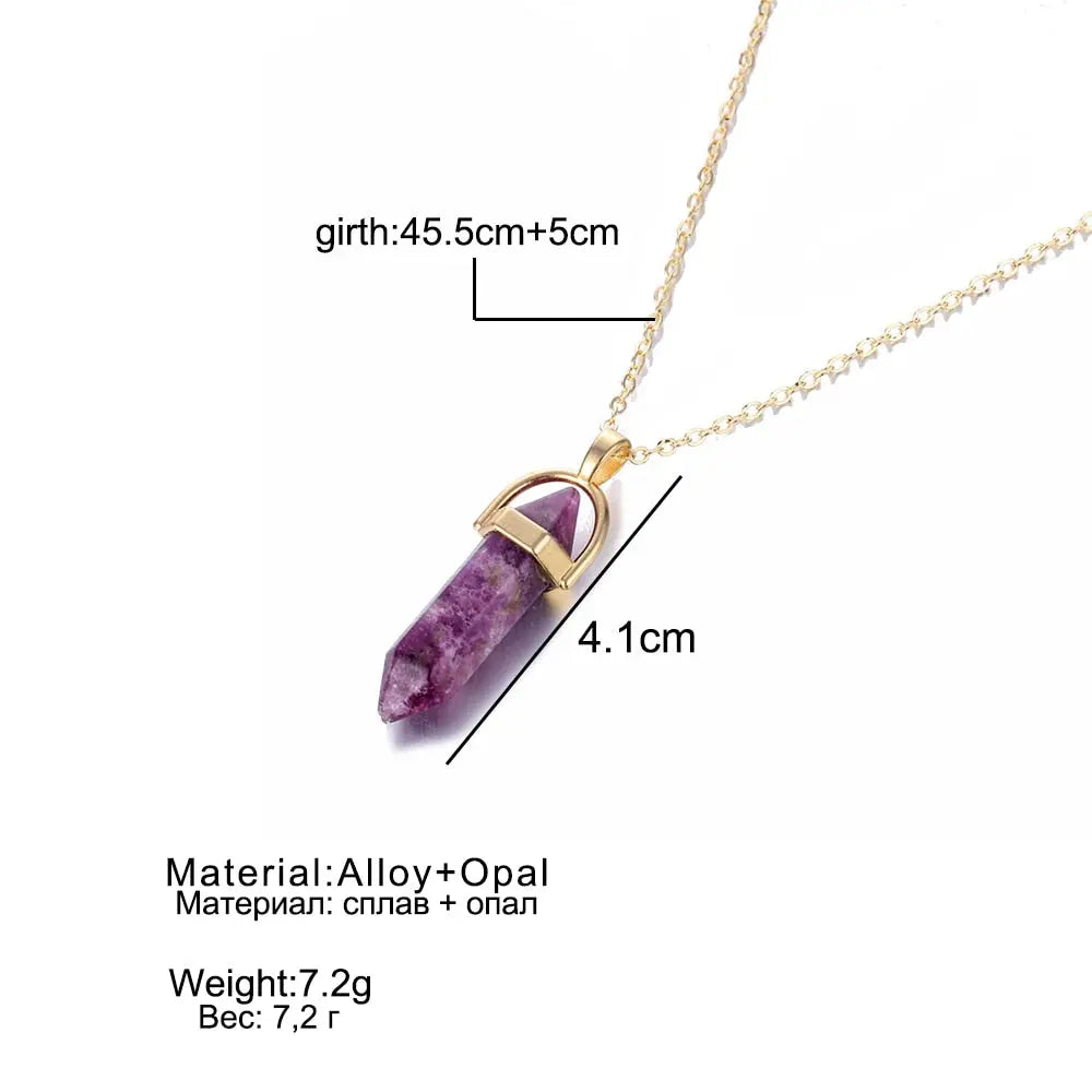 nowadaysfashion Crystals Necklace Bohemian Hexagon Opal Pendant Necklace nowadaysfashion