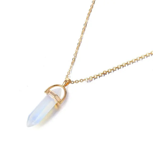 nowadaysfashion Crystals Necklace Bohemian Hexagon Opal Pendant Necklace nowadaysfashion