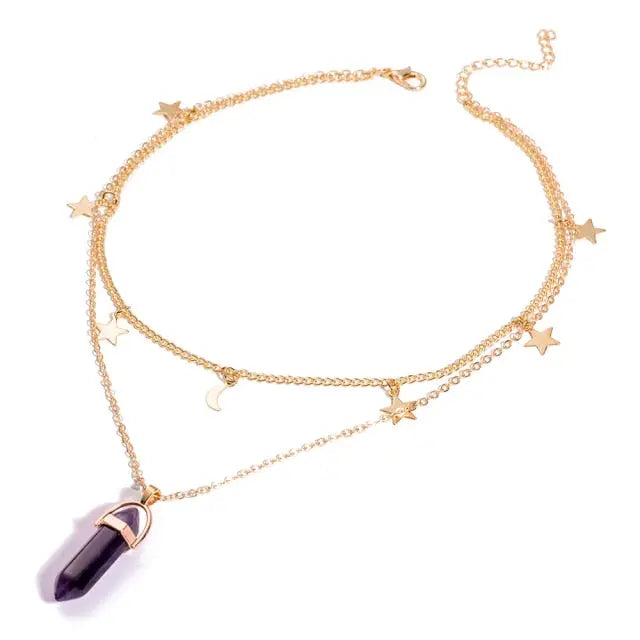 nowadaysfashion Crystals Necklace Bohemian Hexagon Opal Pendant Necklace nowadaysfashion