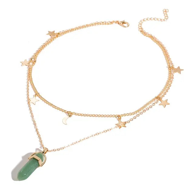 nowadaysfashion Crystals Necklace Bohemian Hexagon Opal Pendant Necklace nowadaysfashion