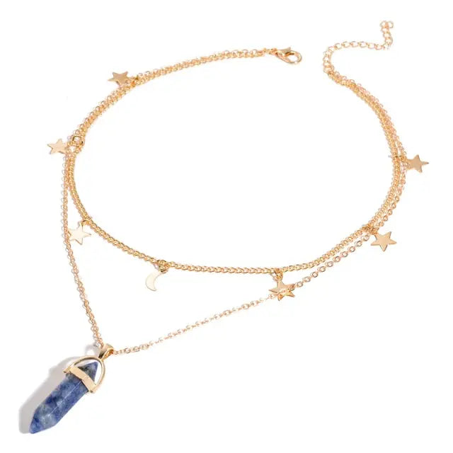 nowadaysfashion Crystals Necklace Bohemian Hexagon Opal Pendant Necklace nowadaysfashion
