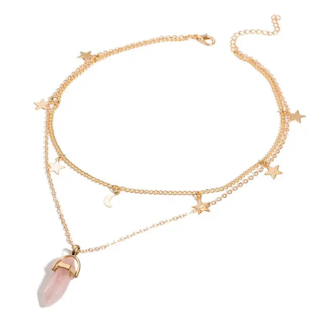 nowadaysfashion Crystals Necklace Bohemian Hexagon Opal Pendant Necklace nowadaysfashion