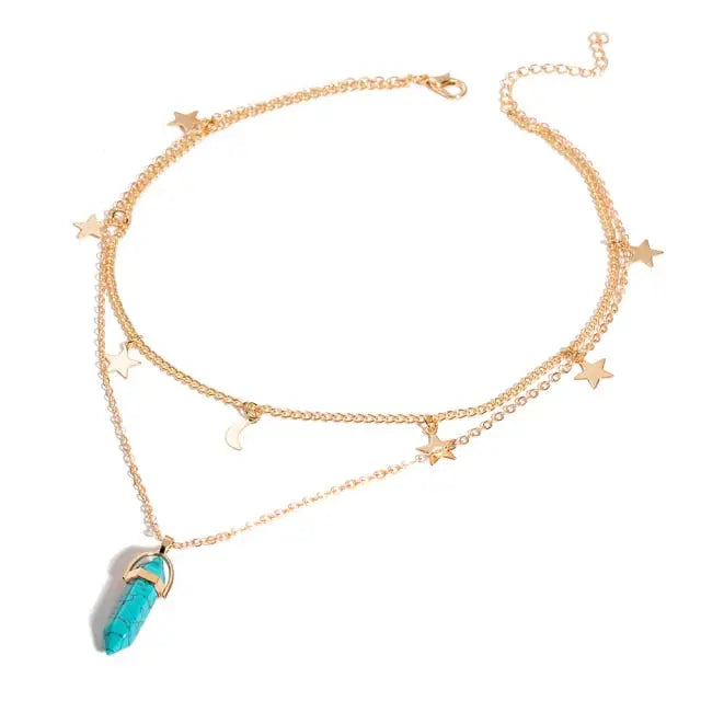 nowadaysfashion Crystals Necklace Bohemian Hexagon Opal Pendant Necklace nowadaysfashion