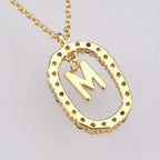 Sterling Silver Gold 26 Alphabet B J P Letters A M Initial Long Chain Necklace Summer Colorful Zircon Ovals nowadaysfashion
