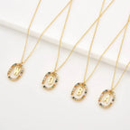 Sterling Silver Gold 26 Alphabet B J P Letters A M Initial Long Chain Necklace Summer Colorful Zircon Ovals nowadaysfashion