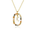 Sterling Silver Gold 26 Alphabet B J P Letters A M Initial Long Chain Necklace Summer Colorful Zircon Ovals nowadaysfashion
