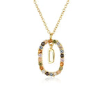 Sterling Silver Gold 26 Alphabet B J P Letters A M Initial Long Chain Necklace Summer Colorful Zircon Ovals nowadaysfashion