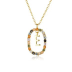 Sterling Silver Gold 26 Alphabet B J P Letters A M Initial Long Chain Necklace Summer Colorful Zircon Ovals nowadaysfashion