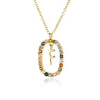 Sterling Silver Gold 26 Alphabet B J P Letters A M Initial Long Chain Necklace Summer Colorful Zircon Ovals nowadaysfashion