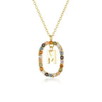 Sterling Silver Gold 26 Alphabet B J P Letters A M Initial Long Chain Necklace Summer Colorful Zircon Ovals nowadaysfashion