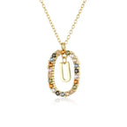 Sterling Silver Gold 26 Alphabet B J P Letters A M Initial Long Chain Necklace Summer Colorful Zircon Ovals nowadaysfashion