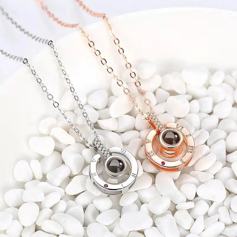 100 languages of love necklace Heart Pendant Wedding Romantic Memory Projection Necklace nowadaysfashion