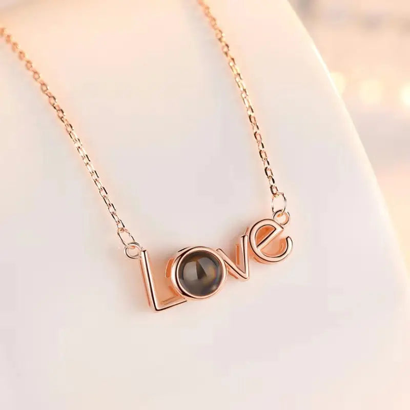 100 languages of love necklace Heart Pendant Wedding Romantic Memory Projection Necklace nowadaysfashion