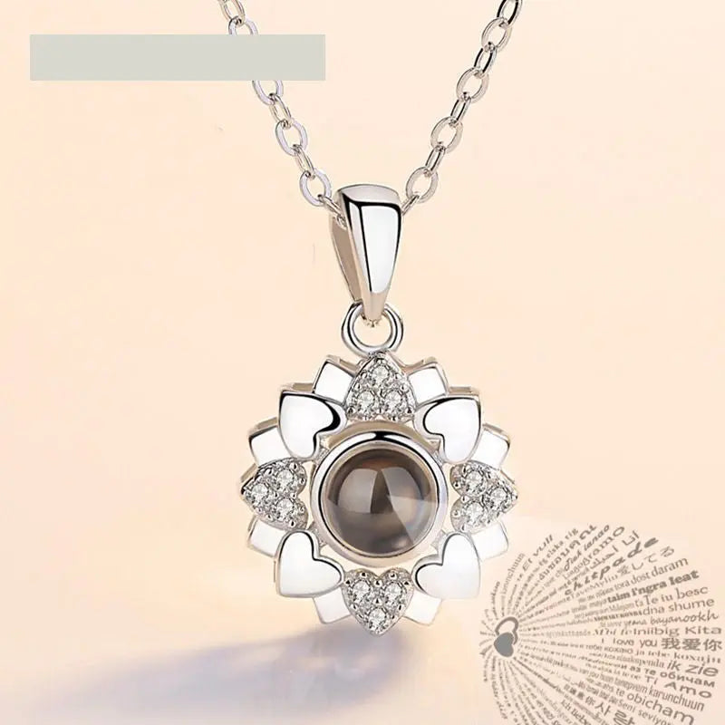 100 languages of love necklace Heart Pendant Wedding Romantic Memory Projection Necklace nowadaysfashion