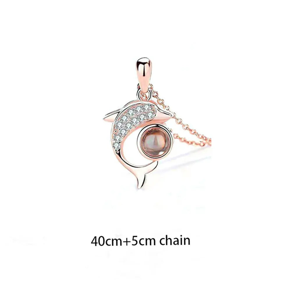100 languages of love necklace Heart Pendant Wedding Romantic Memory Projection Necklace nowadaysfashion