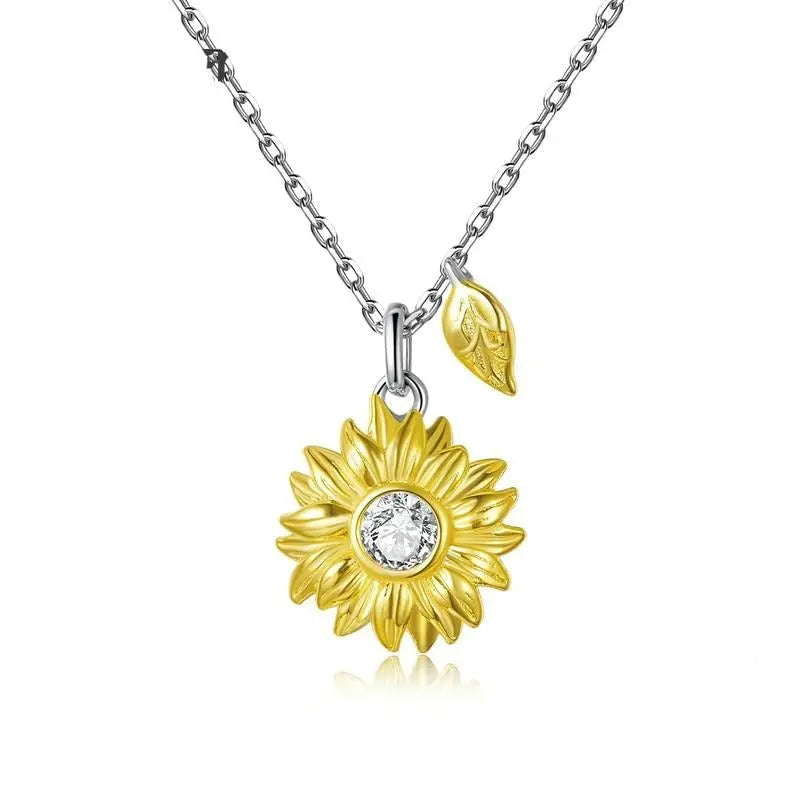 Sunflower Necklace Gold Color Lucky Necklace Gift for Women Fashion Necklace Jewelry nowadaysfashion