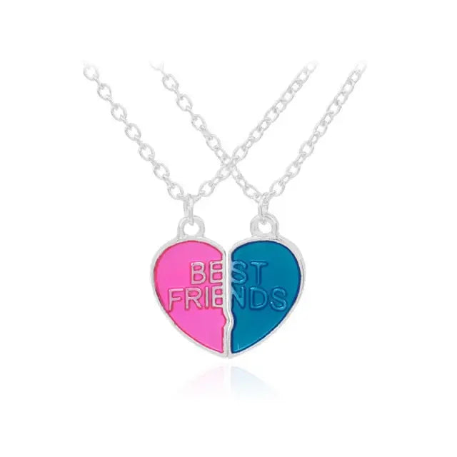 couple necklaces Sequin Stitching Heart Broken Best Friends Necklace Gifts 2PCS/Set nowadaysfashion