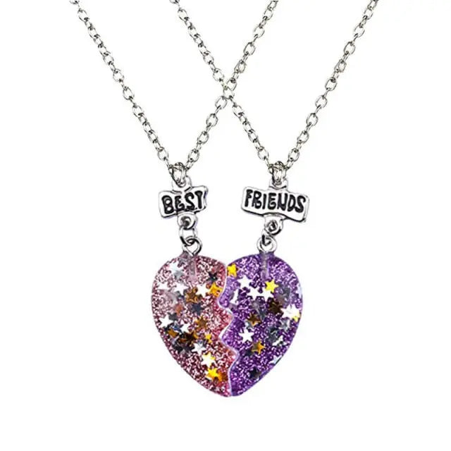 couple necklaces Sequin Stitching Heart Broken Best Friends Necklace Gifts 2PCS/Set nowadaysfashion