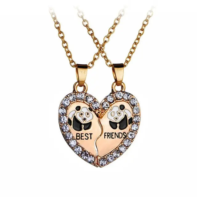couple necklaces Sequin Stitching Heart Broken Best Friends Necklace Gifts 2PCS/Set nowadaysfashion
