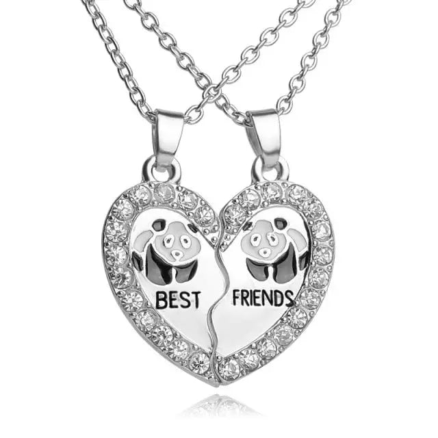 couple necklaces Sequin Stitching Heart Broken Best Friends Necklace Gifts 2PCS/Set nowadaysfashion