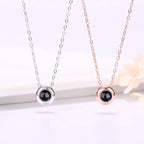 Custom Photo Name Rose Gold Silver Color Projection Round Necklace nowadaysfashion