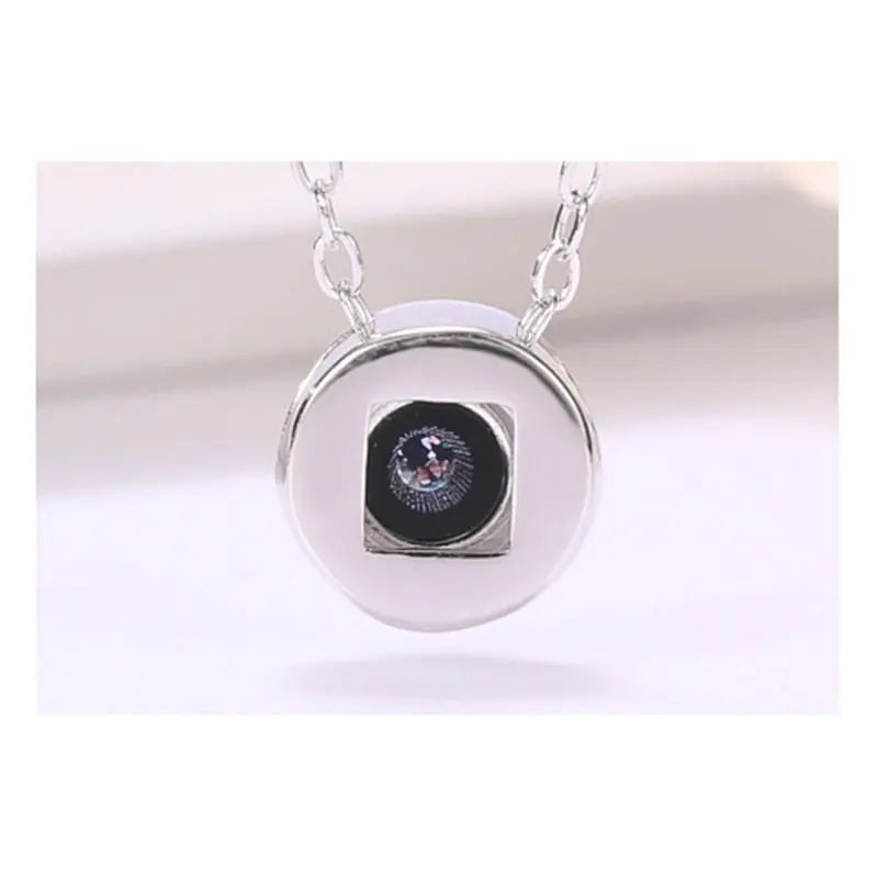 Custom Photo Name Rose Gold Silver Color Projection Round Necklace nowadaysfashion