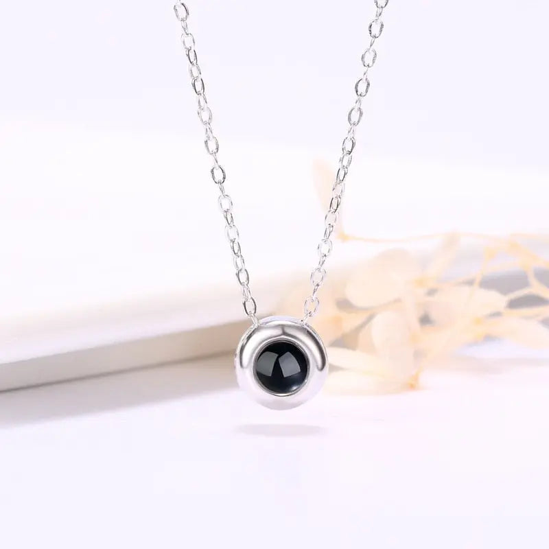 Custom Photo Name Rose Gold Silver Color Projection Round Necklace nowadaysfashion