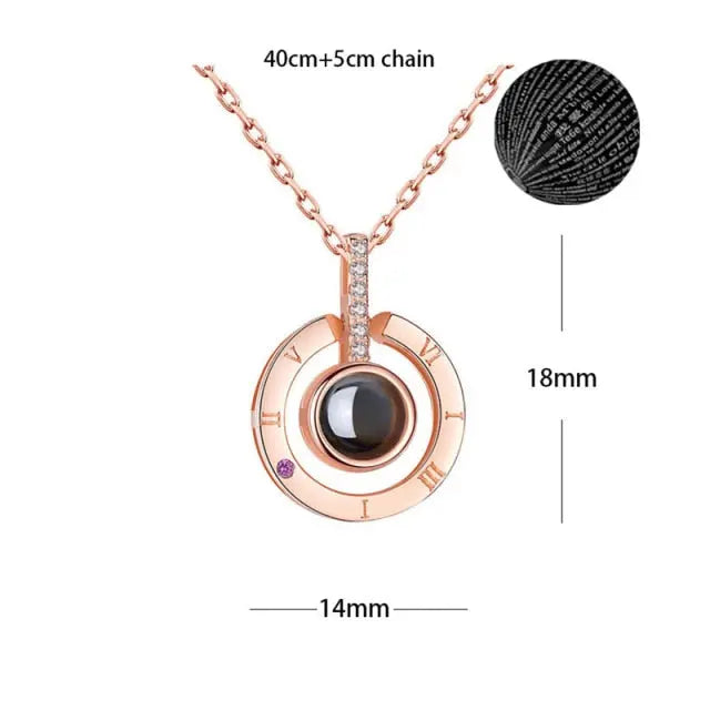 100 languages of love necklace Heart Pendant Wedding Romantic Memory Projection Necklace nowadaysfashion