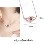 100 languages of love necklace Heart Pendant Wedding Romantic Memory Projection Necklace nowadaysfashion