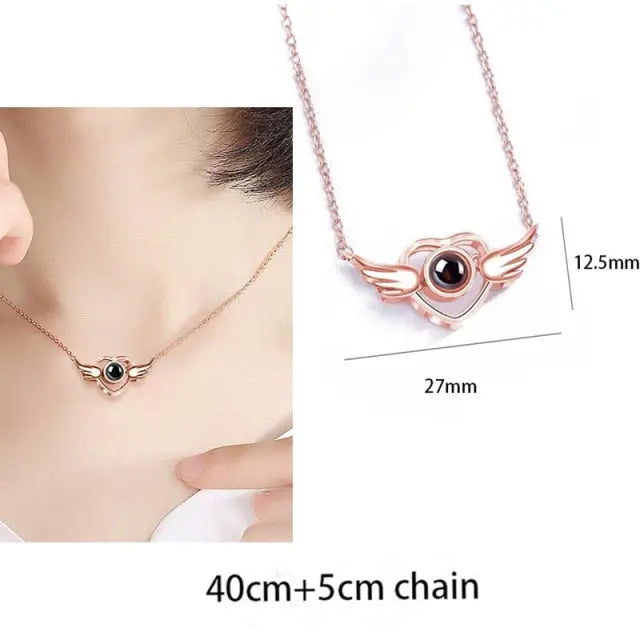 100 languages of love necklace Heart Pendant Wedding Romantic Memory Projection Necklace nowadaysfashion