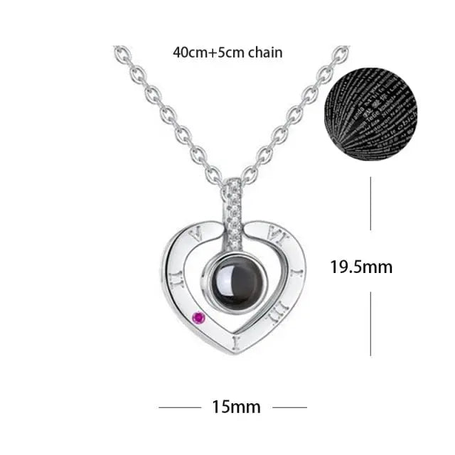 100 languages of love necklace Heart Pendant Wedding Romantic Memory Projection Necklace nowadaysfashion