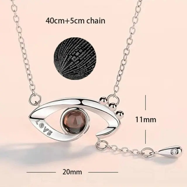 100 languages of love necklace Heart Pendant Wedding Romantic Memory Projection Necklace nowadaysfashion