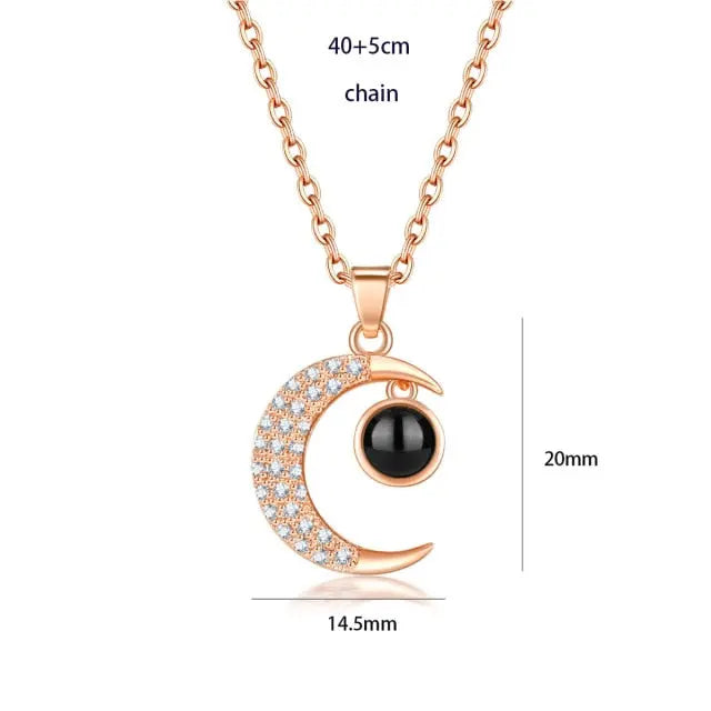 100 languages of love necklace Heart Pendant Wedding Romantic Memory Projection Necklace nowadaysfashion