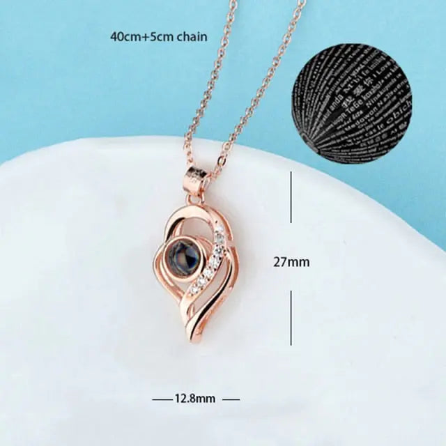 100 languages of love necklace Heart Pendant Wedding Romantic Memory Projection Necklace nowadaysfashion