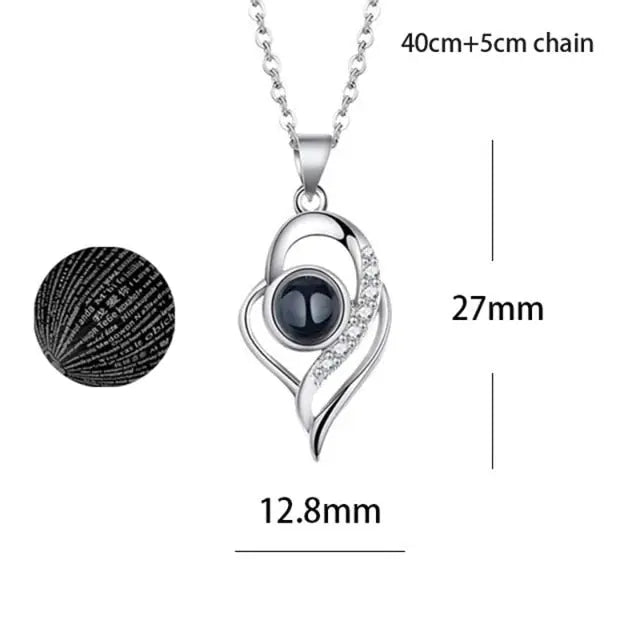 100 languages of love necklace Heart Pendant Wedding Romantic Memory Projection Necklace nowadaysfashion
