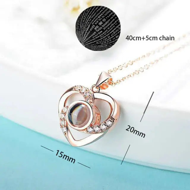 100 languages of love necklace Heart Pendant Wedding Romantic Memory Projection Necklace nowadaysfashion