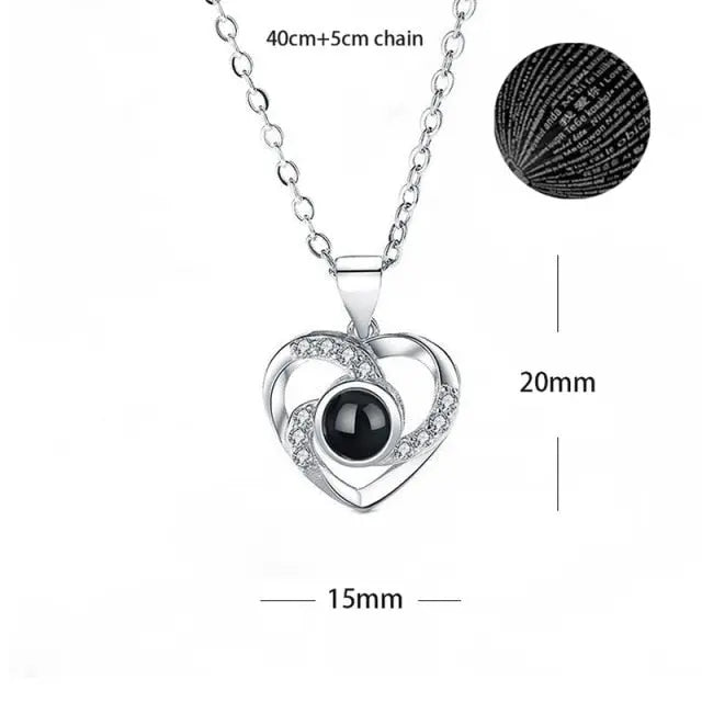 100 languages of love necklace Heart Pendant Wedding Romantic Memory Projection Necklace nowadaysfashion