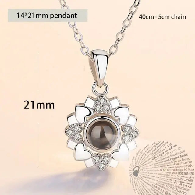 100 languages of love necklace Heart Pendant Wedding Romantic Memory Projection Necklace nowadaysfashion