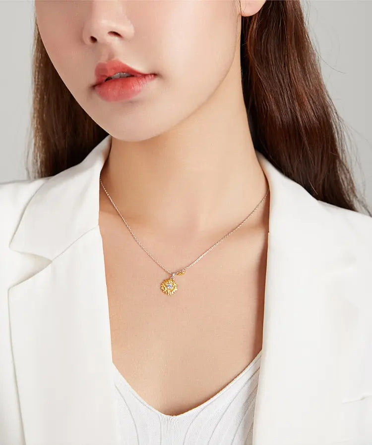 Sunflower Necklace Gold Color Lucky Necklace Gift for Women Fashion Necklace Jewelry nowadaysfashion