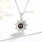 Sun Flower Shaped Custom Photo Name Projection Necklace Clavicle Chain Personalized Pendant nowadaysfashion