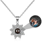 Sun Flower Shaped Custom Photo Name Projection Necklace Clavicle Chain Personalized Pendant nowadaysfashion