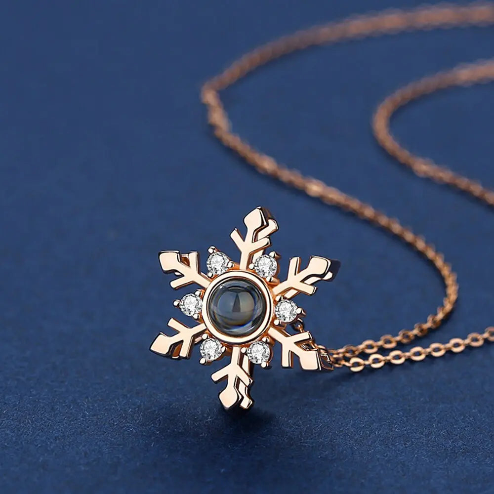 Personalized Projection Necklace Custom Photo Jewelry Women Snowflake Pendant nowadaysfashion