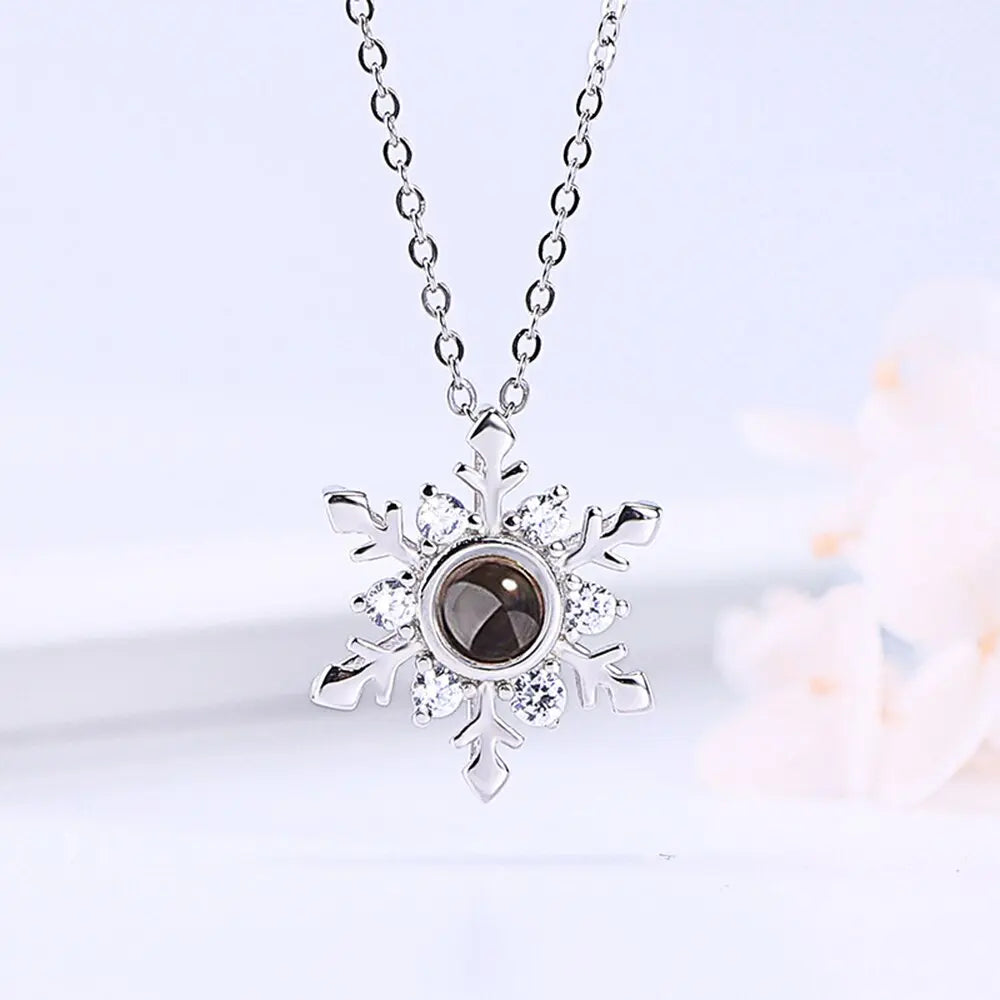 Personalized Projection Necklace Custom Photo Jewelry Women Snowflake Pendant nowadaysfashion