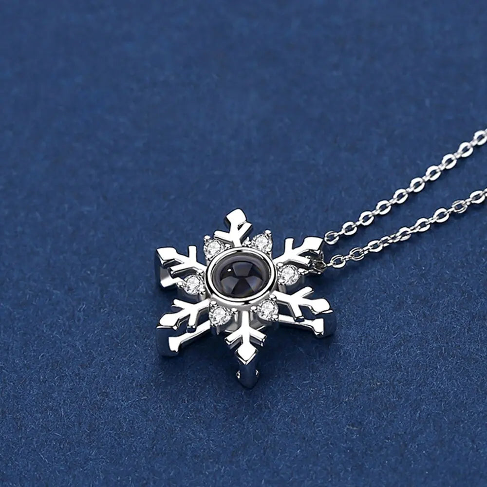 Personalized Projection Necklace Custom Photo Jewelry Women Snowflake Pendant nowadaysfashion